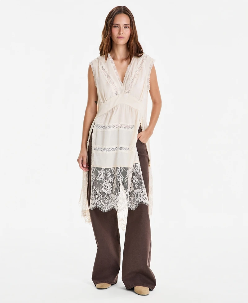 And Now This Women's V-Neck Sleeveless Lace-Trim Tunic, Macy's Exclusive