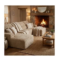 Homsee 135" 3-Piece U-Shaped Sectional Sofa Set With Pillows, Corduroy Convertible Couch