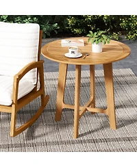 Sugift 31.5 Inches Patio Dining Table with Slatted Tabletop and X-shaped Frame