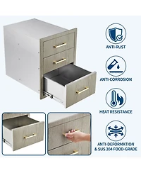 homfan Stainless Steel Storage Cabinet, Metal Drawer and Door Combo Unit with Adjustable Shelf for Kitchen or Garage