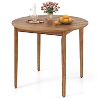 Sugift Acacia Wood Round Outdoor Dining Table for 4 People