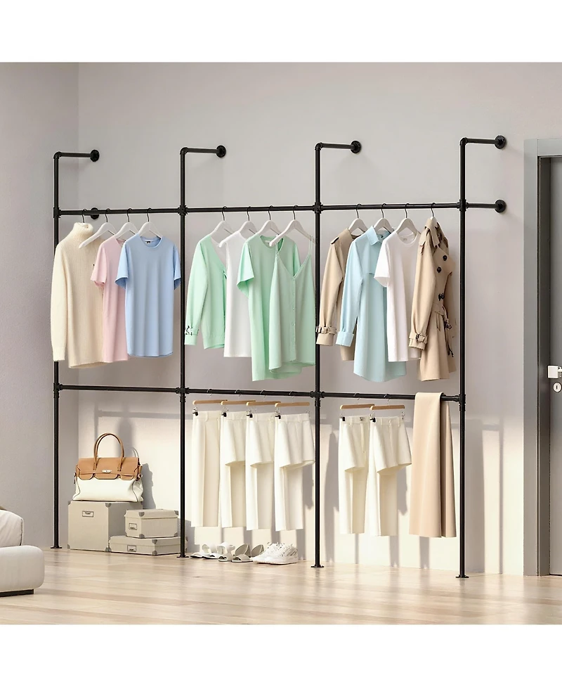homfan Heavy Duty Wall Mounted Storage Shelf, Metal Shelving Unit with Adjustable Bars for Laundry Room or Closet