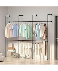 homfan Heavy Duty Wall Mounted Storage Shelf, Metal Shelving Unit with Adjustable Bars for Laundry Room or Closet