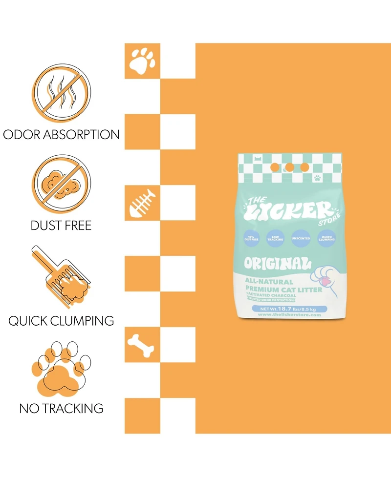 The Licker Store Unscented Premium Clumping Bentonite Clay Cat Litter Activated Charcoal