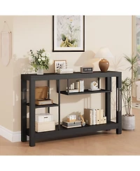 homfan Long Console Table, Mdf Wood Grain Rectangular Sofa Table Behind the Couch, Farmhouse Entryway for Entrance, Hallway, Living Room