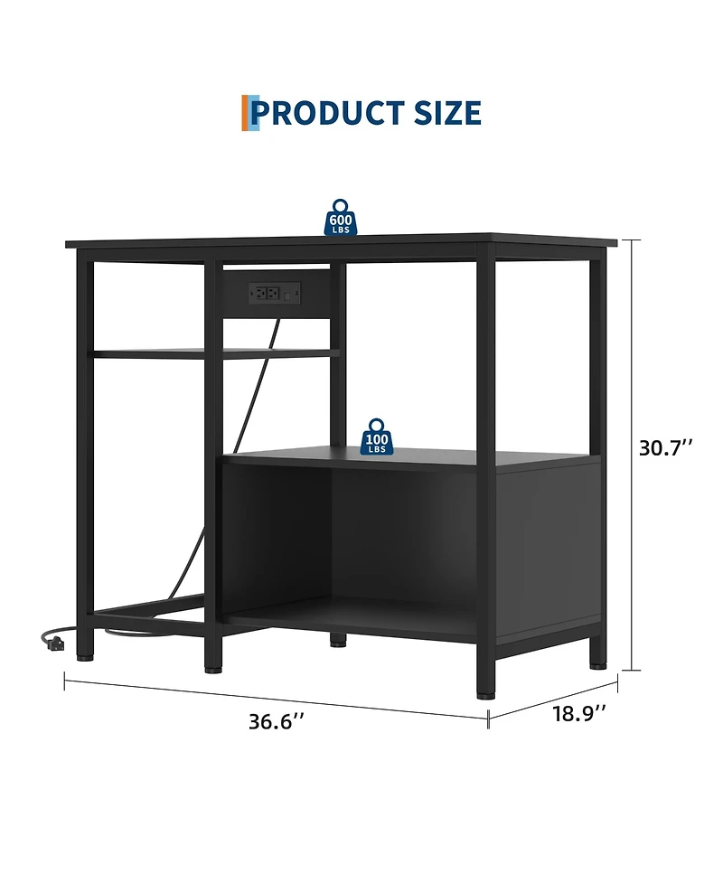 homfan 4 Tier Storage Shelf, Heavy Duty Standing Shelf with Power Outlets, Rack for Reptile Tank or Terrarium