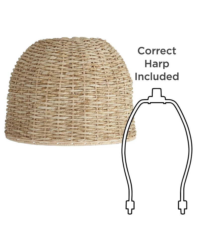 Springcrest 5" Top x 16" Bottom x 12" High x Lamp Shade Replacement Medium Drum Round Coastal Woven Husk Harp Finial