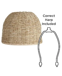 Springcrest 5" Top x 16" Bottom x 12" High x Lamp Shade Replacement Medium Drum Round Coastal Woven Husk Harp Finial