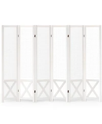 sumyeg 6-Panel Pegboard Room Divider 67-Inch Tall Foldable Privacy Screen