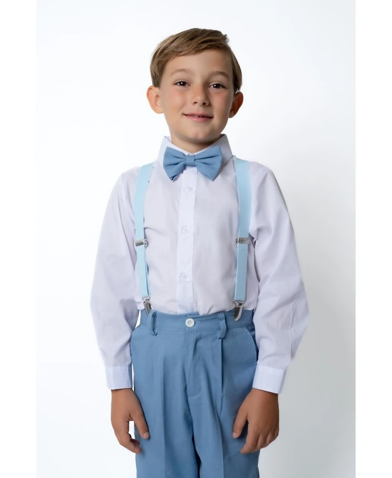 Peanut Butter Collection Little Boys and Big Joey Safari Linen 5-Piece Shirt, Tie, Jacket, Vest Pants Suit Set