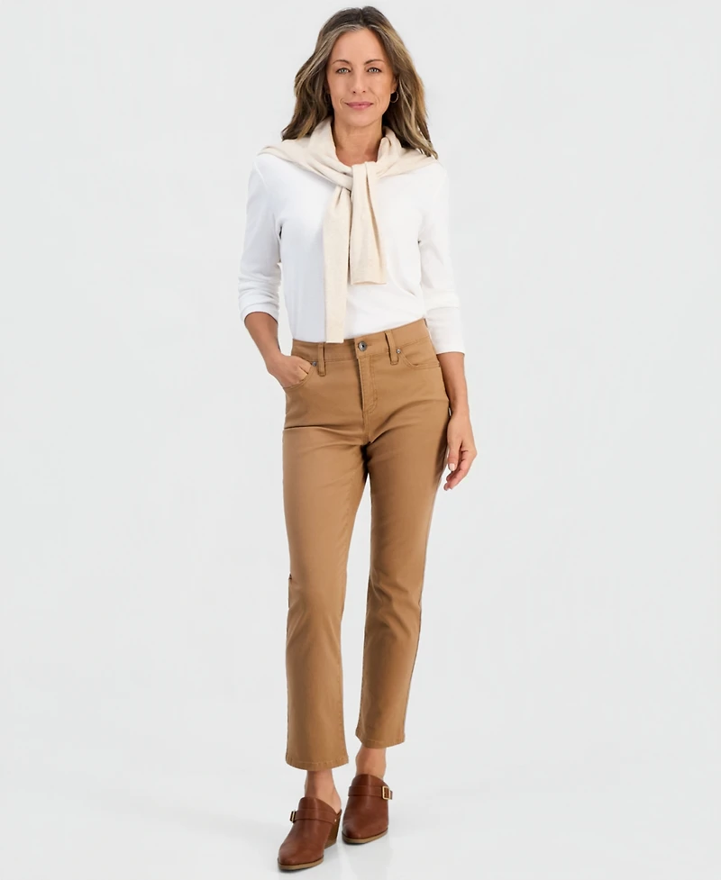 Style & Co Petite High Rise Natural Straight-Leg Jeans, Created for Macy's
