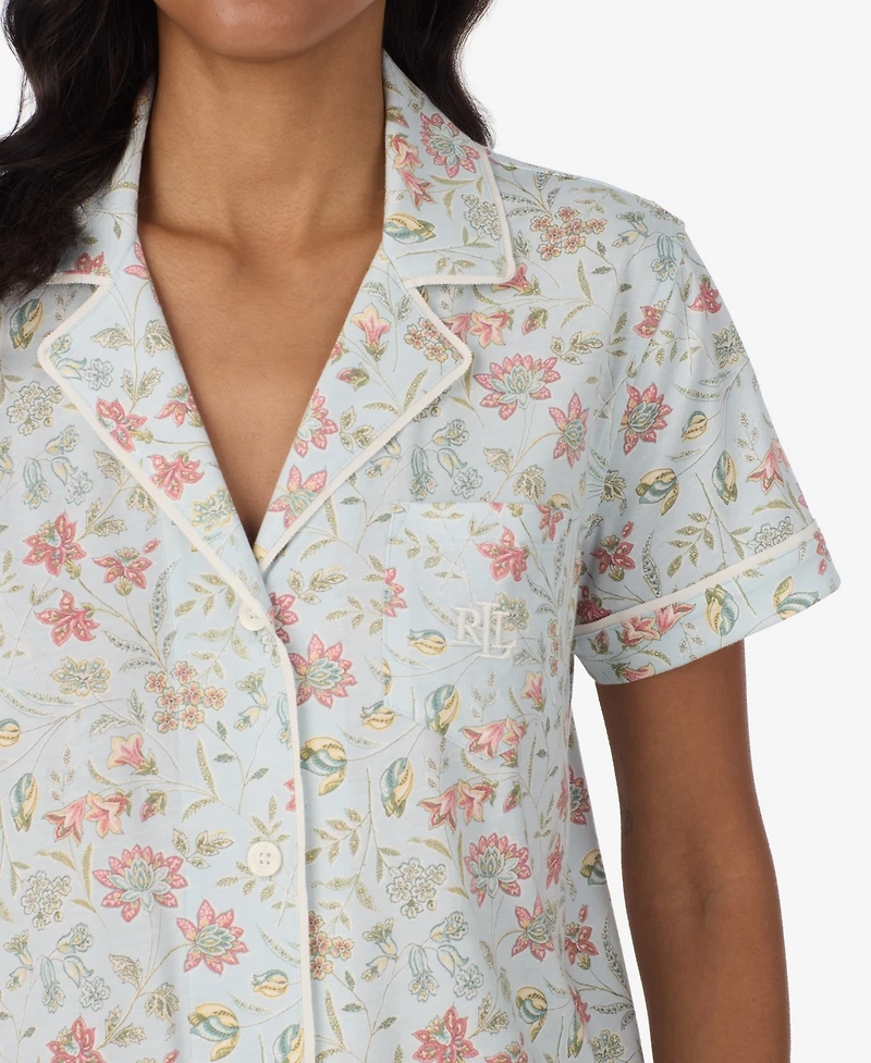 Lauren Ralph Women's Short-Sleeve Shirt & Pants, 2-Piece Pajama Set