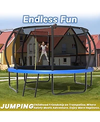 Zeny Recreational Kids Trampoline with Safety Enclosure Net and Ladder, Outdoor Trampolines
