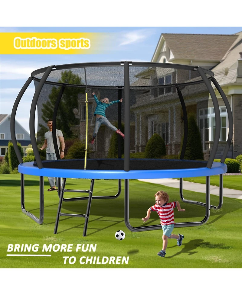Zeny Recreational Kids Trampoline with Safety Enclosure Net and Ladder, Outdoor Trampolines