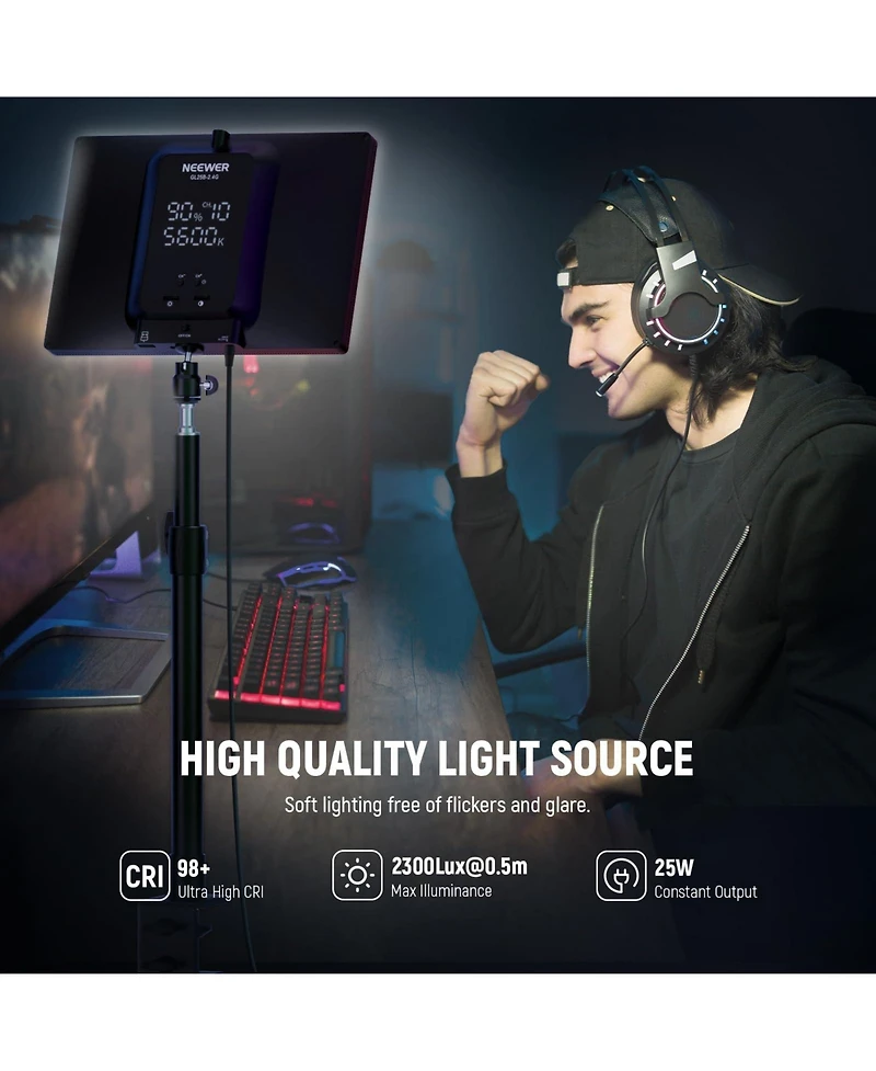 Neewer GL25B Led Video Light with 25W, 7000K, CRI98
