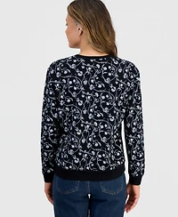 Style & Co Petite Floral Crewneck Fleece Sweatshirt, Macy's Exclusive
