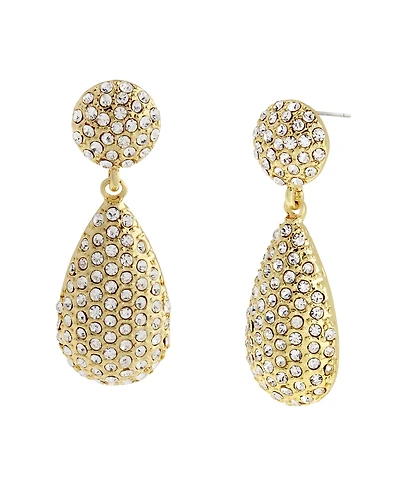 Steve Madden Faux Stone Boho Pave Double Drop Earrings