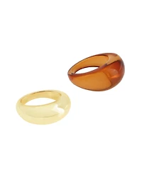 Steve Madden Brown Boho Chunky Resin Duo Ring Set