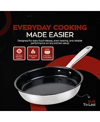 Alva Maestro 9.5" Nonstick Stainless Steel Frying Pan with Glass Lid