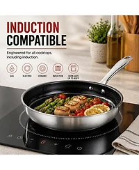 Alva Maestro 11" Nonstick Stainless Steel Frying Pan with Glass Lid