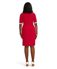 Kasper Women's V-Neck City Wrap Knee Length Dress, Regular and Plus