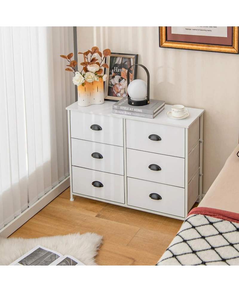 Gouun 6-Drawer Fabric Storage Chest with Wooden Top