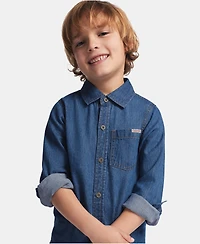 Calvin Klein Boys' 2T-7 Long-Sleeve Shirt and Pants, 2-Piece Set