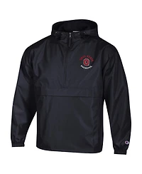 Champion Men's Black Ohio State Buckeyes Packable Hooded Windbreaker Half-Zip Jacket