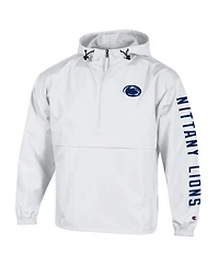 Champion Men's White Penn State Nittany Lions Cloud Packable Half-Zip Hooded Jacket