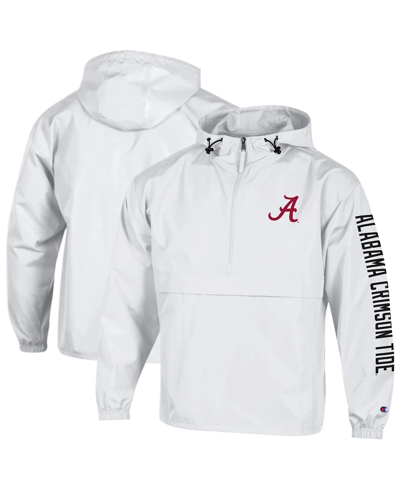 Champion Men's White Alabama Crimson Tide Cloud Packable Half-Zip Hooded Jacket