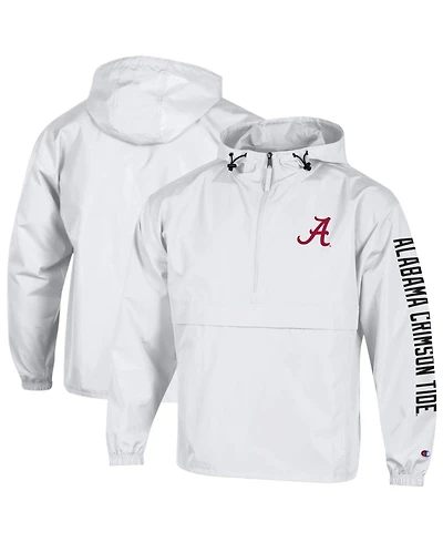 Champion Men's White Alabama Crimson Tide Cloud Packable Half-Zip Hooded Jacket