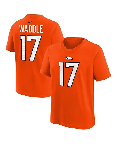Nike Big Boys and Girls Jaylen Waddle Orange Denver Broncos Name & Number T-Shirt