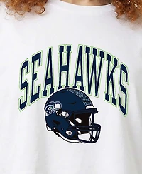 Champion Women's White Seattle Seahawks Boyfriend Cropped T-Shirt