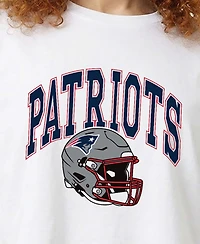 Champion Women's White New England Patriots Boyfriend Cropped T-Shirt