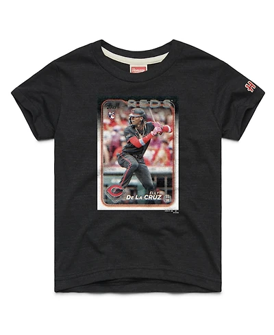 Homage Big Boys and Girls Elly De La Cruz Charcoal Cincinnati Reds Topps Baseball Card Tri-Blend T-Shirt