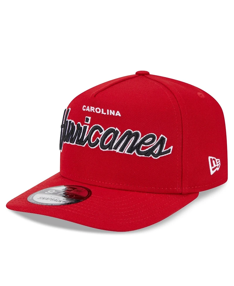 New Era Men's Red Carolina Hurricanes Script 9FIFTY A-Frame Snapback Hat