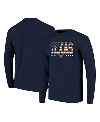 Image One Men's Navy Texas Longhorns Tall Type Flag Long Sleeve T-Shirt