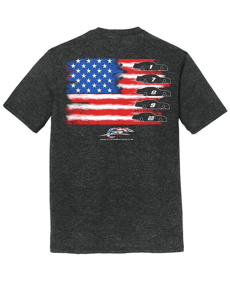 Jr Motorsports Official Team Apparel Men's Heather Black American Flag T-Shirt