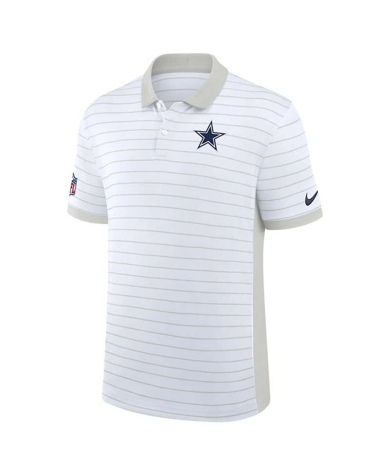 Nike Men's White Dallas Cowboys Sideline Victory Stripe Dri-fit Polo Shirt