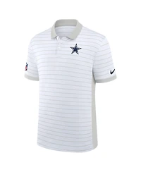 Nike Men's White Dallas Cowboys Sideline Victory Stripe Dri-fit Polo Shirt
