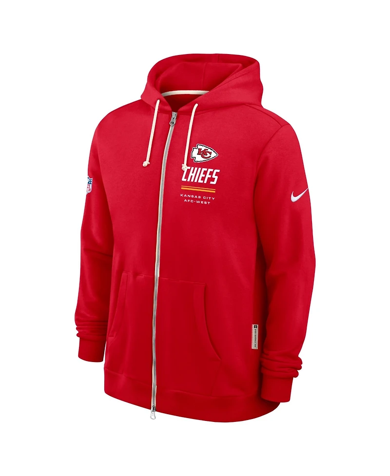 Nike Men's Red Kansas City Chiefs Sideline Standard Issue Dri-fit Full-Zip Hoodie