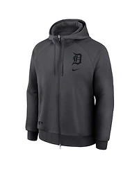 Nike Men's Anthracite Detroit Tigers Authentic Collection Player Raglan Dri-fit Full-Zip Hoodie