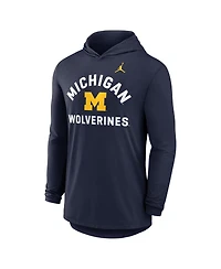 Jordan Men's Navy Michigan Wolverines Primetime Arch Tri-Blend Dri-fit Long Sleeve Hooded T-Shirt