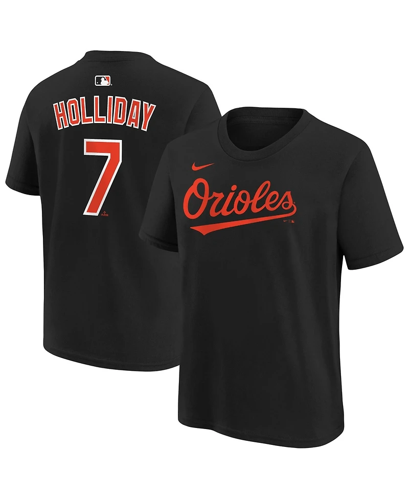 Nike Big Boys and Girls Jackson Holliday Black Baltimore Orioles Name & Number T-Shirt