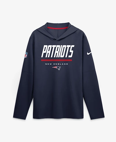 Nike Men's Navy New England Patriots Sideline Lightweight Long Sleeve Hooded Dri-fit T-Shirt