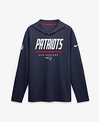 Nike Men's Navy New England Patriots Sideline Lightweight Long Sleeve Hooded Dri-fit T-Shirt