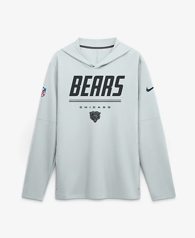 Nike Men's Platinum Chicago Bears Sideline Lightweight Long Sleeve Hooded Dri-fit T-Shirt