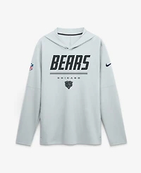 Nike Men's Platinum Chicago Bears Sideline Lightweight Long Sleeve Hooded Dri-fit T-Shirt