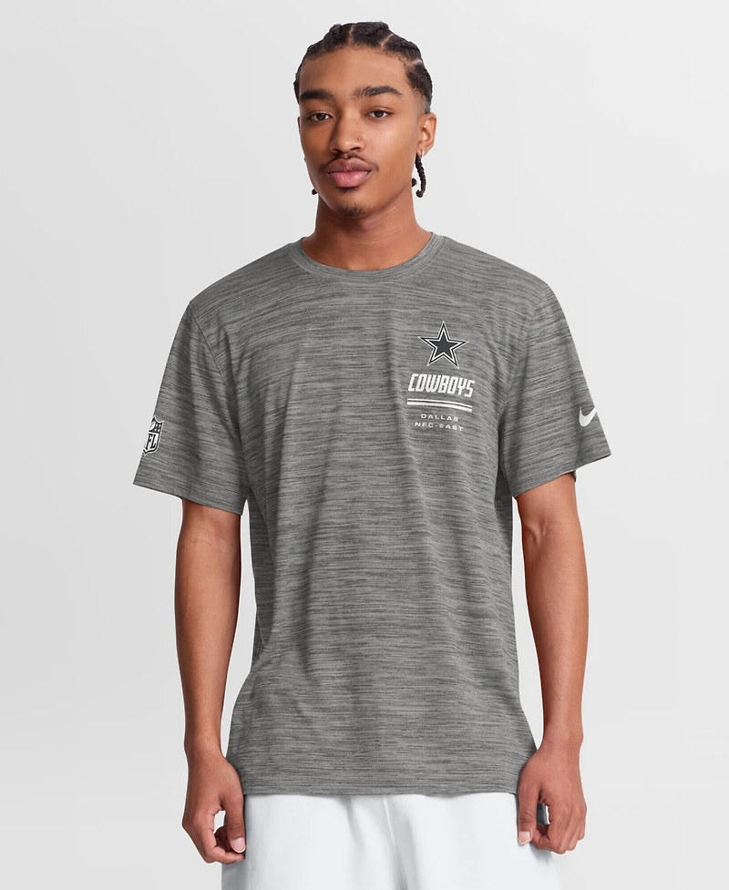 Nike Men's Gray Dallas Cowboys Sideline Double Covered Dri-fit Velocity T-Shirt