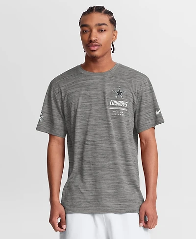 Nike Men's Gray Dallas Cowboys Sideline Double Covered Dri-fit Velocity T-Shirt